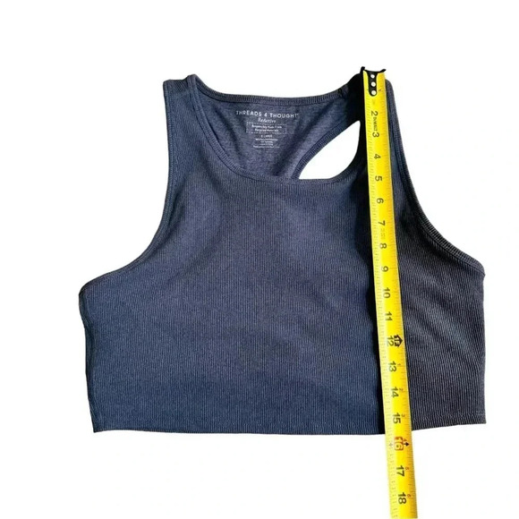 Threads 4 Thought Grey Sports Bra Top Tee XL ReActive Ribbed NWT Activewear - Picture 3 of 12
